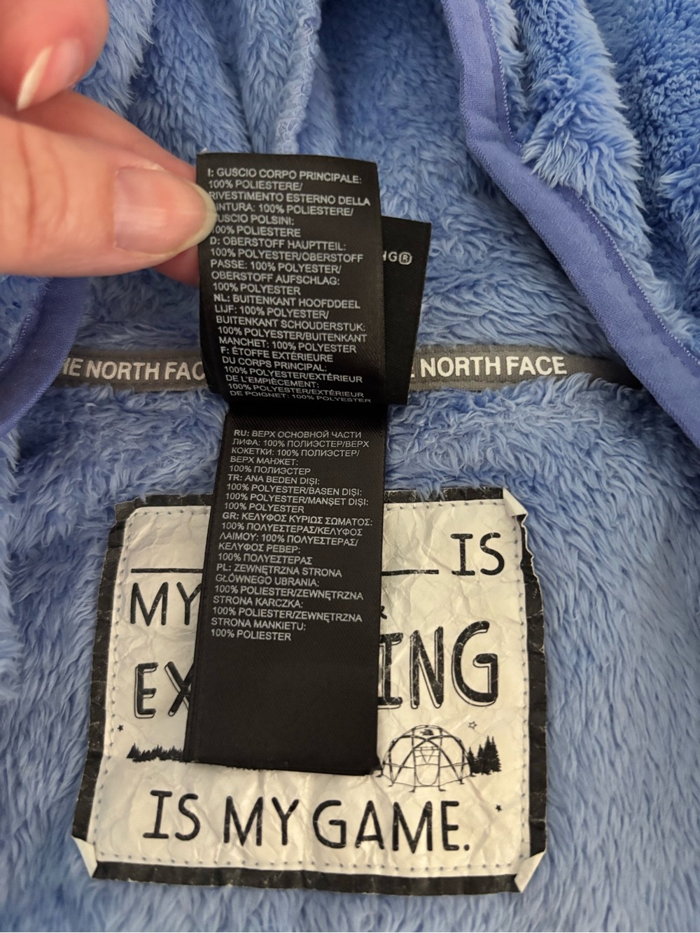 The North Face OSO Jacket Girls Youth Hooded Sherpa Size Medium 10/12 Periwinkle - Picture 9 of 10